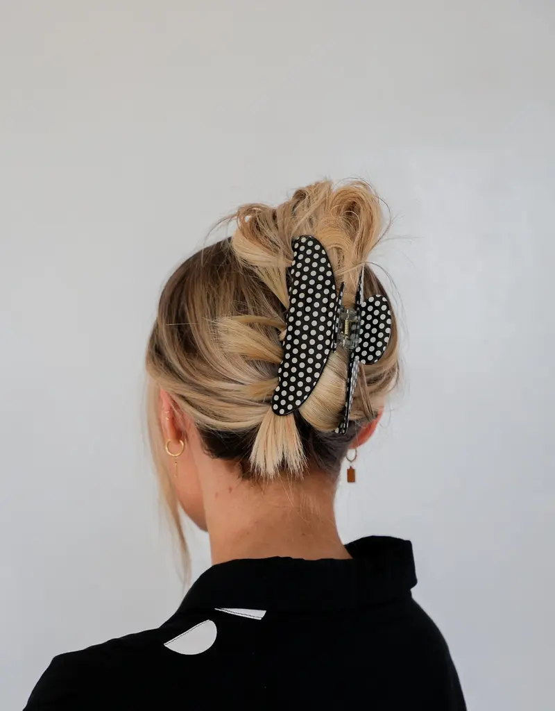 J.HOFFMAN'S Black & White Dot Oversized Claw Clip