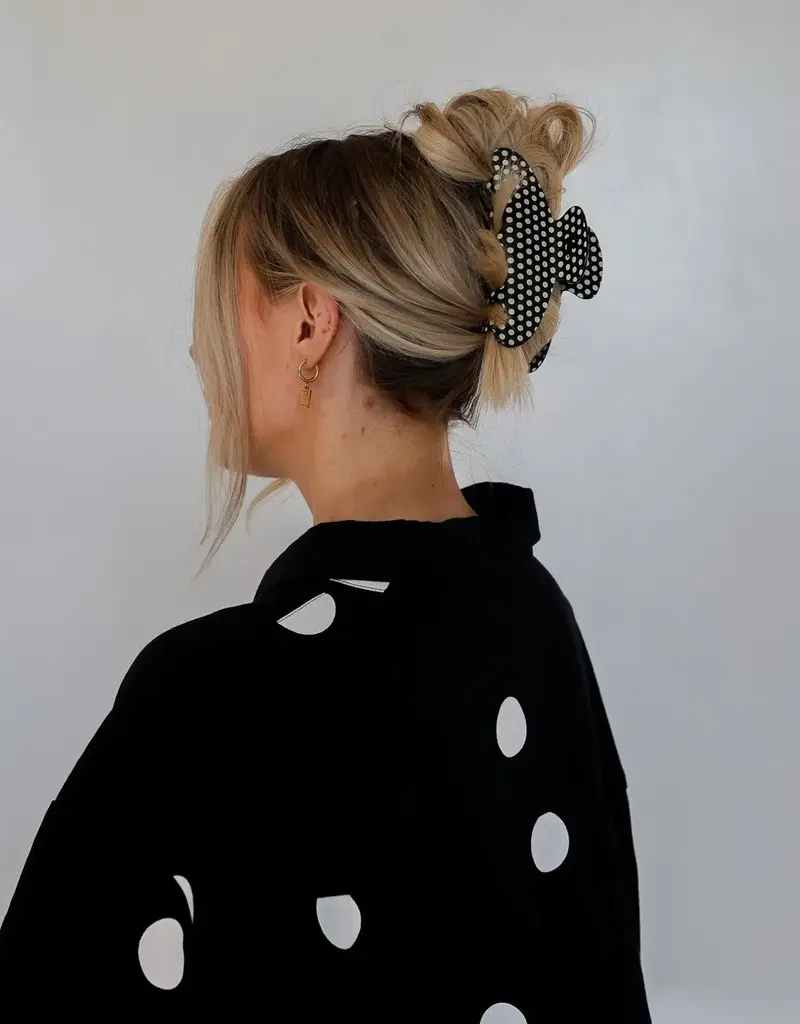 J.HOFFMAN'S Black & White Dot Oversized Claw Clip