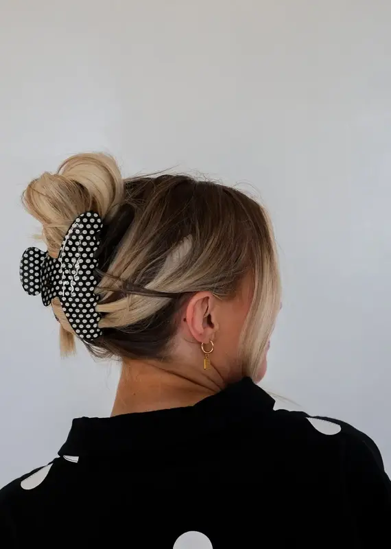 J.HOFFMAN'S Black & White Dot Oversized Claw Clip