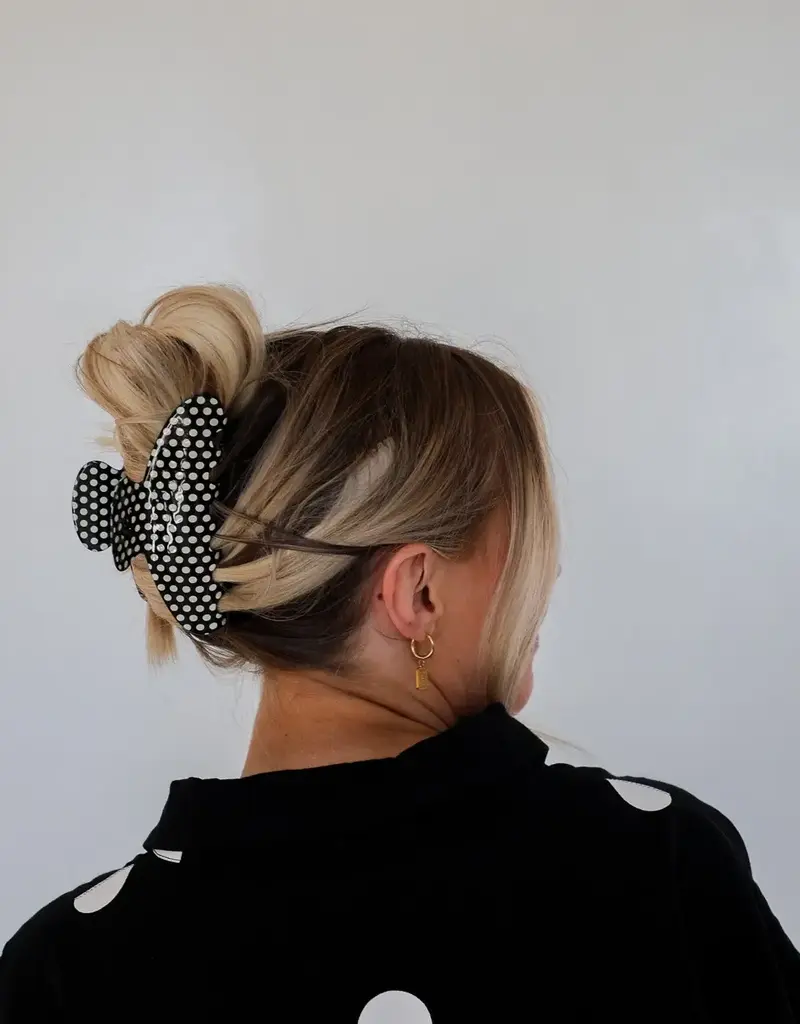 J.HOFFMAN'S Black & White Dot Oversized Claw Clip