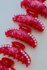 J.HOFFMAN'S Holiday Red Claw Clip- Oversized