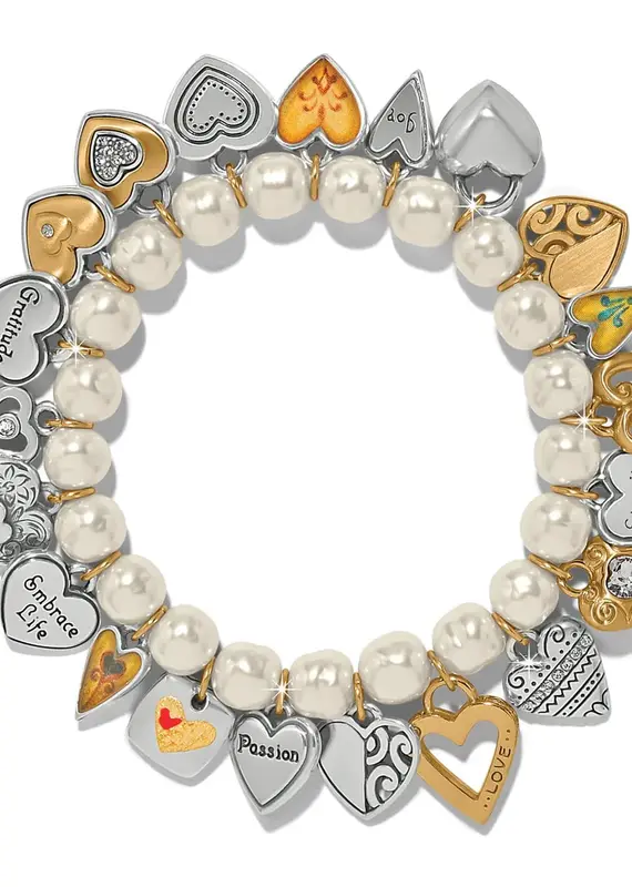 One Heart Pearl Stretch Bracelet