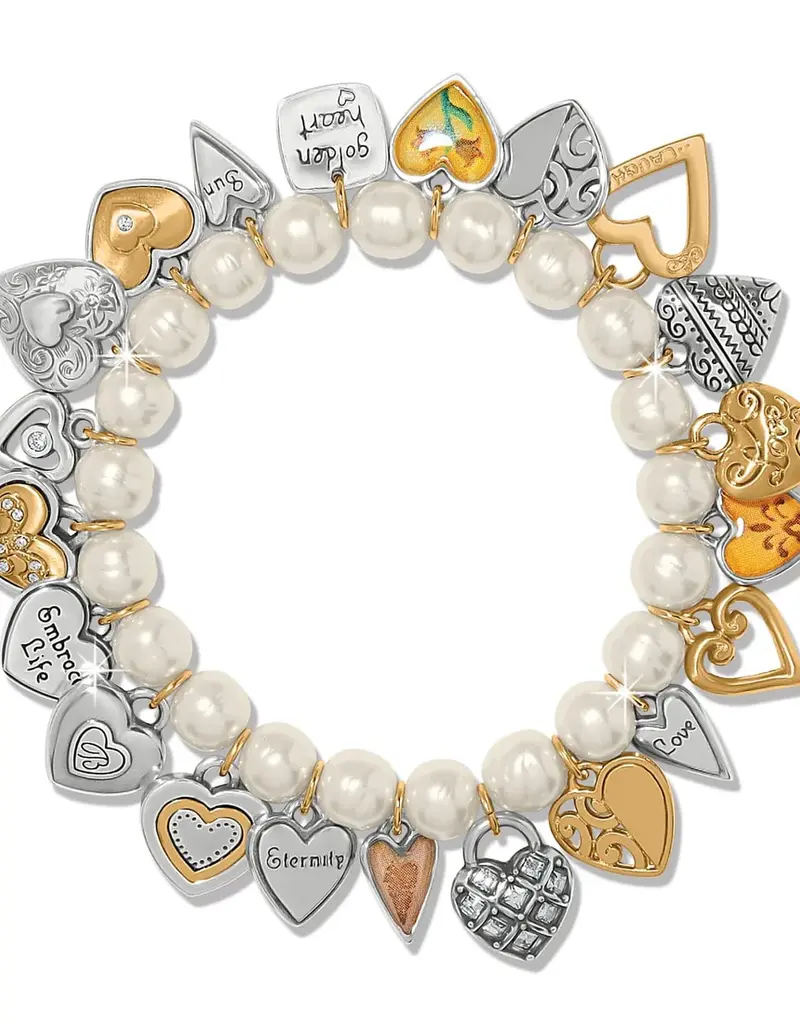One Heart Pearl Stretch Bracelet