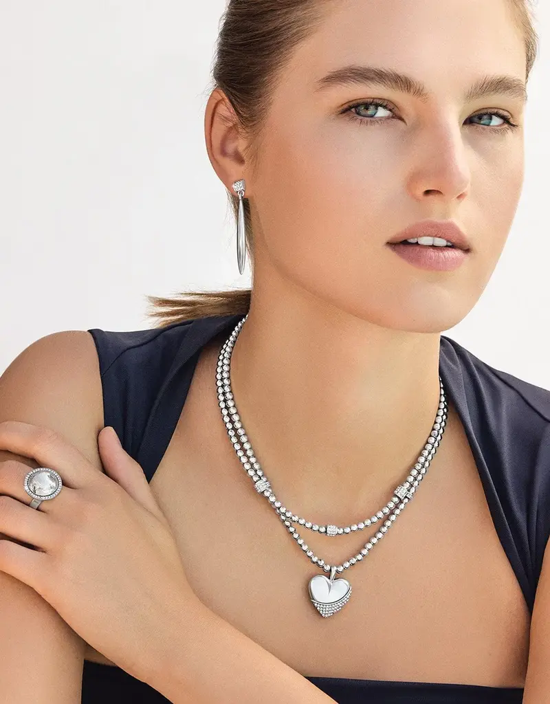 Meridian Petite Wave Heart Necklace in Silver