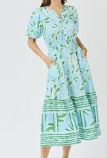 J.HOFFMAN'S Tracie Trellis Tiles Dress- Blue