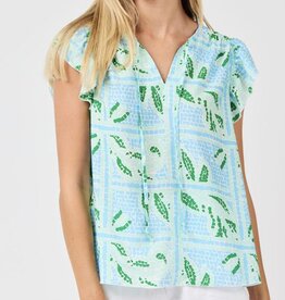 J.HOFFMAN'S Lydia Trellis Ties Top- Blue