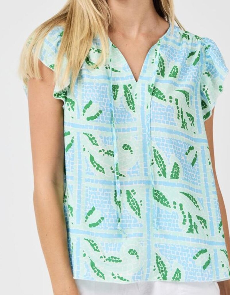 J.HOFFMAN'S Lydia Trellis Ties Top- Blue