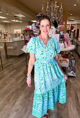 J.HOFFMAN'S Tracie Trellis Tiles Dress- Blue