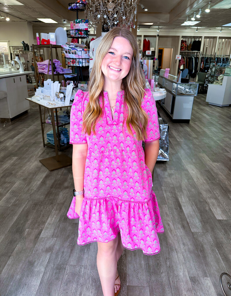 J.HOFFMAN'S Adelyn Lillies Dress- Fuschia