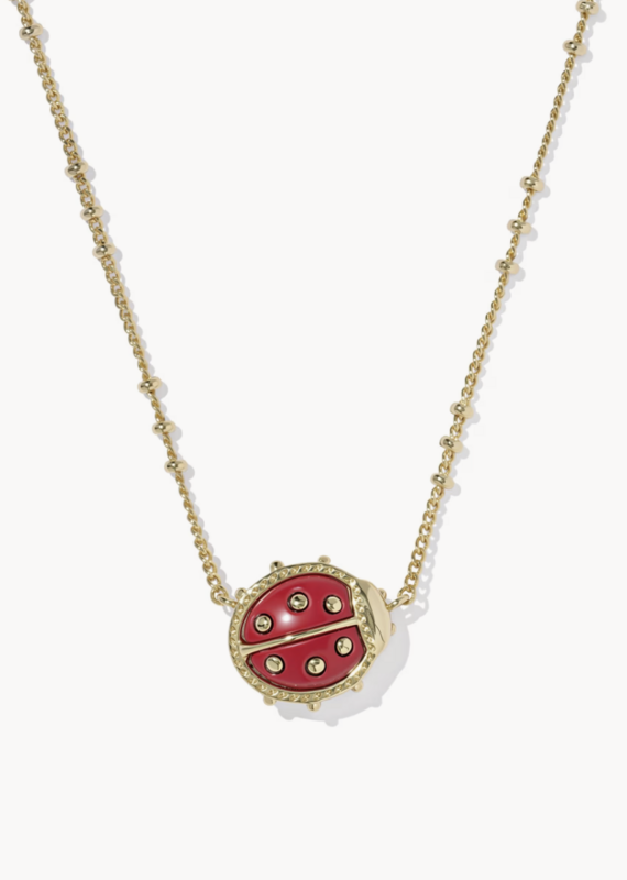 KENDRA SCOTT Ladybug Short Pendant Necklace in Red Vermillion Magnesite