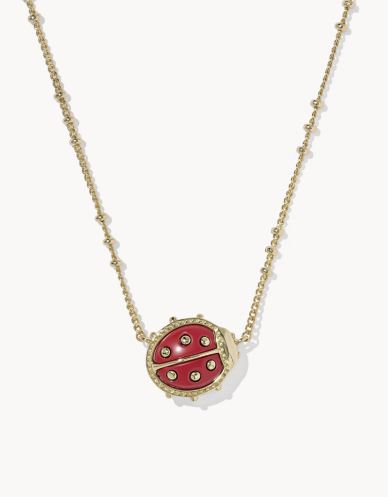KENDRA SCOTT Ladybug Short Pendant Necklace in Red Vermillion Magnesite