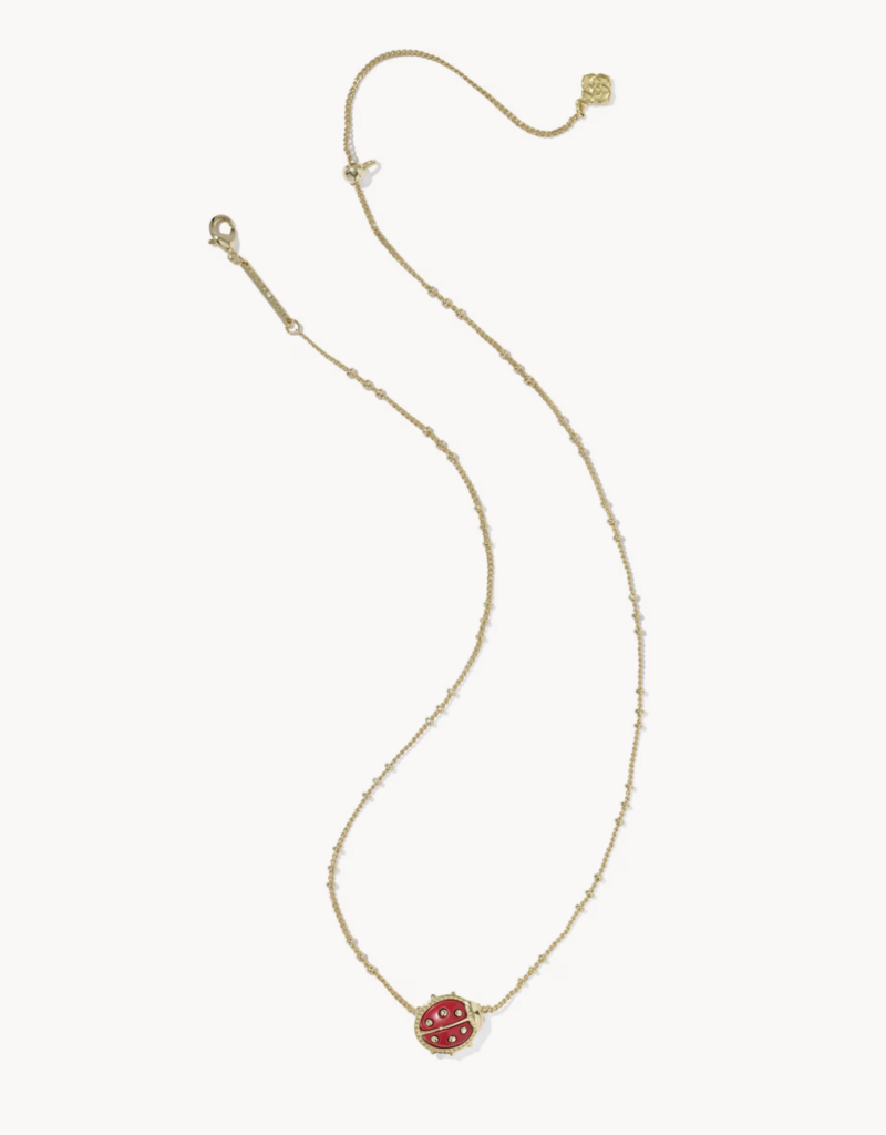 KENDRA SCOTT Ladybug Short Pendant Necklace in Red Vermillion Magnesite
