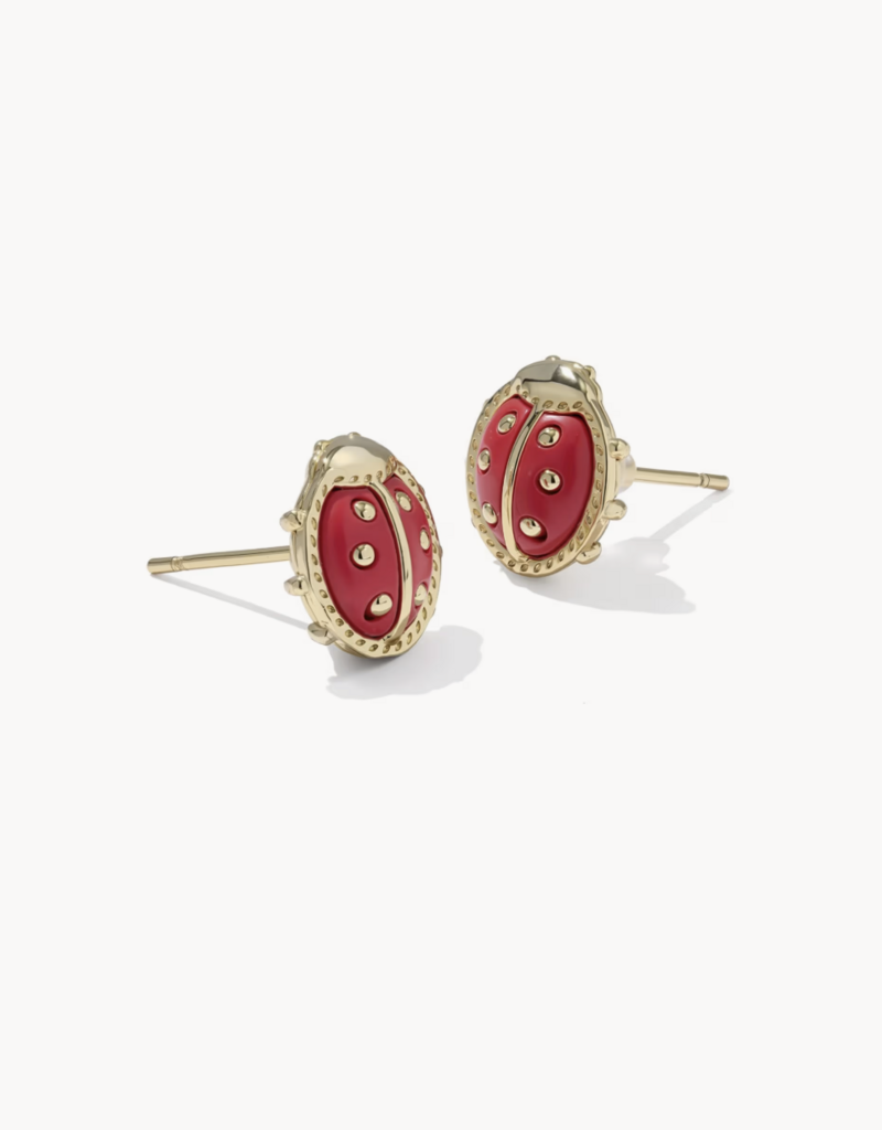 KENDRA SCOTT Ladybug Stud Earrings Red Vermillion Magnesite