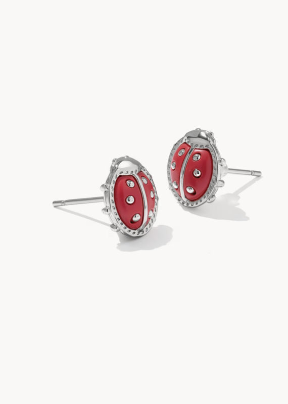 KENDRA SCOTT Ladybug Stud Earrings Red Vermillion Magnesite