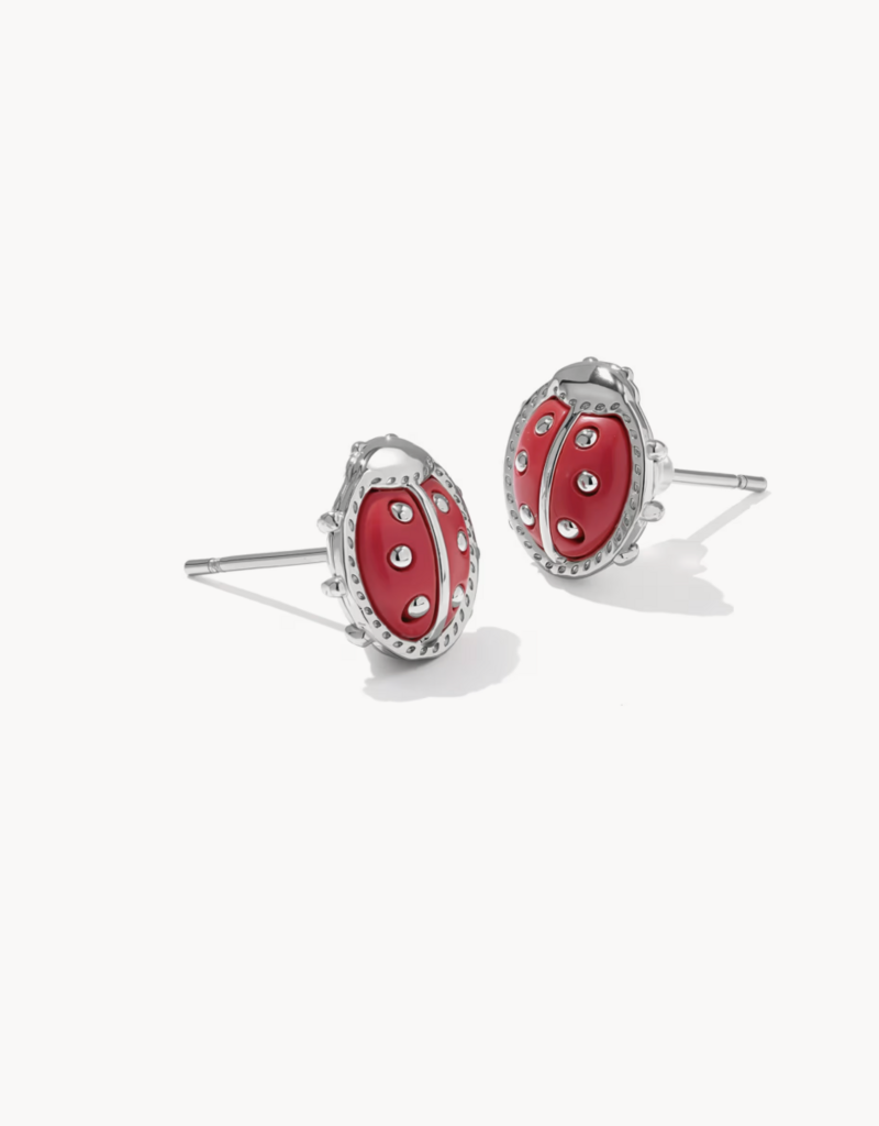 KENDRA SCOTT Ladybug Stud Earrings Red Vermillion Magnesite
