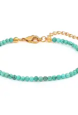 J.HOFFMAN'S Sander Turquoise Beaded Anklet in Gold