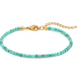 J.HOFFMAN'S Sander Turquoise Beaded Anklet in Gold