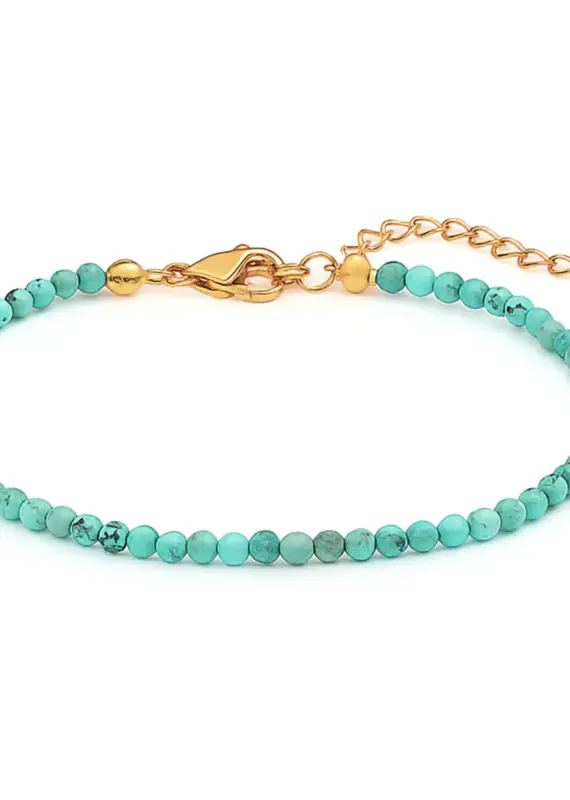 J.HOFFMAN'S Sander Turquoise Beaded Anklet in Gold