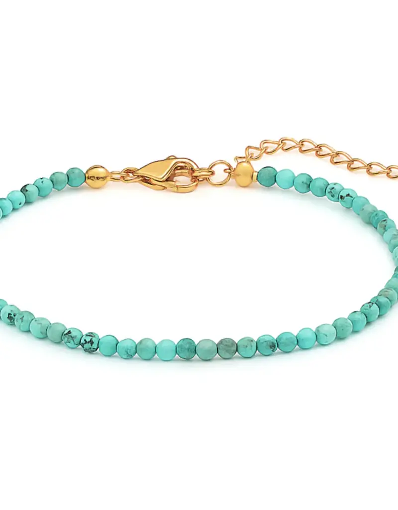 J.HOFFMAN'S Sander Turquoise Beaded Anklet in Gold