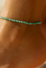J.HOFFMAN'S Sander Turquoise Beaded Anklet in Gold