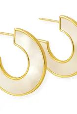 J.HOFFMAN'S Dua Mother of Pearl Hoop Earring in Gold