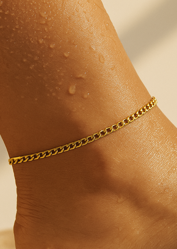 J.HOFFMAN'S Nyx Curb Chain Anklet in Gold