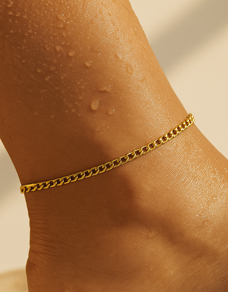 J.HOFFMAN'S Nyx Curb Chain Anklet in Gold