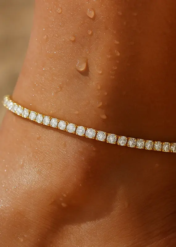 J.HOFFMAN'S Esti Tennis Anklet in Gold