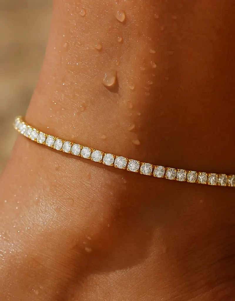 J.HOFFMAN'S Esti Tennis Anklet in Gold