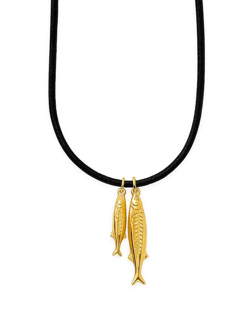 J.HOFFMAN'S Clive Double Fish Cord Necklace in Gold
