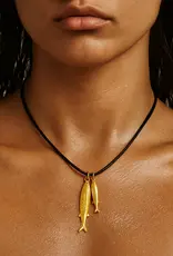 J.HOFFMAN'S Clive Double Fish Cord Necklace in Gold