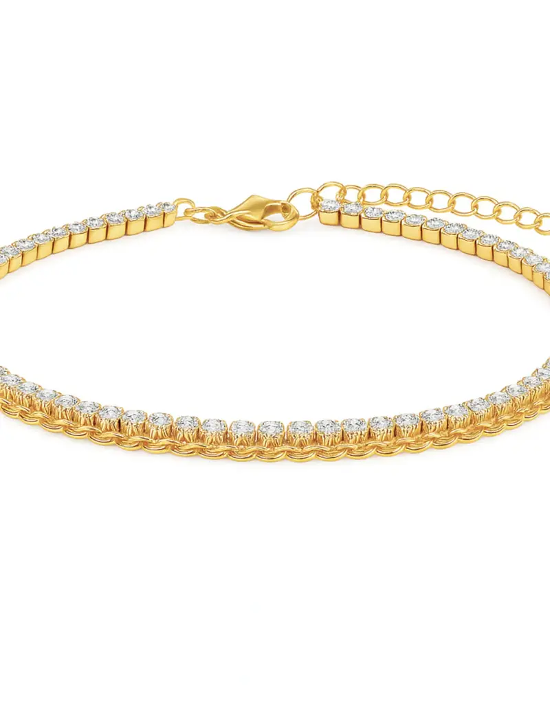 J.HOFFMAN'S Elyse Double Chain Tennis Anklet in Gold