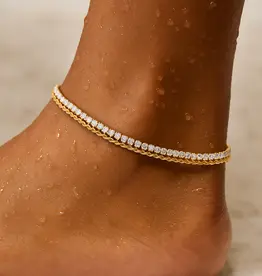 J.HOFFMAN'S Elyse Double Chain Tennis Anklet in Gold