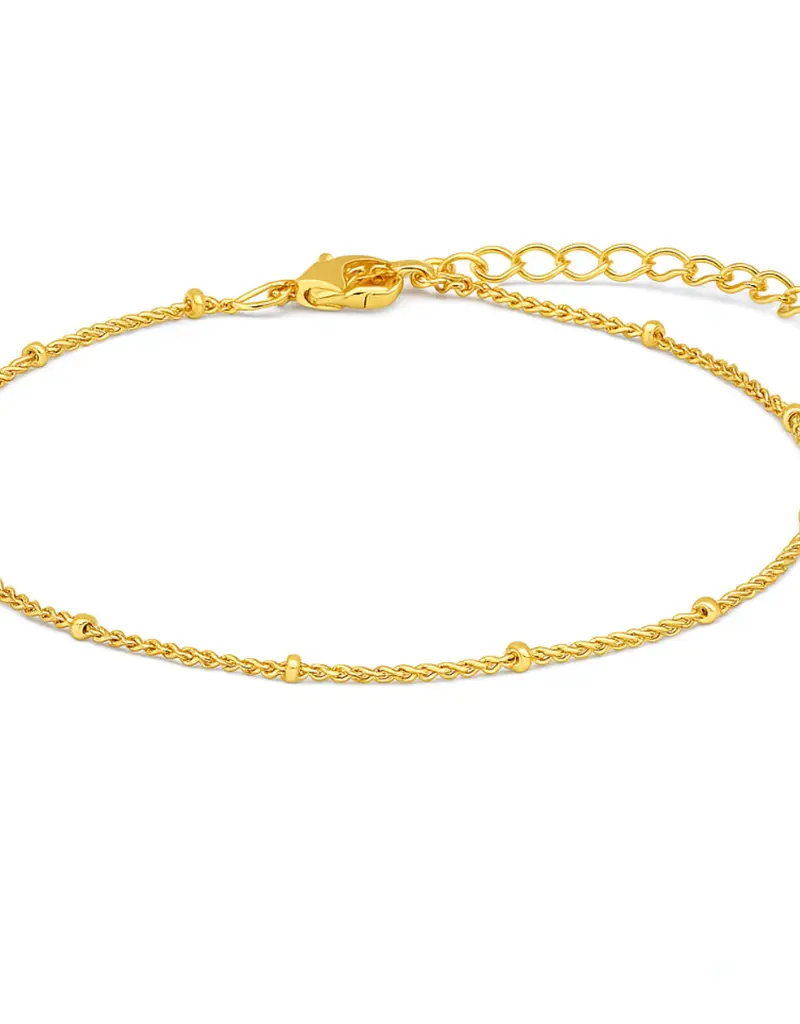 J.HOFFMAN'S Helsa Dainty Beaded Chain Anklet in Gold