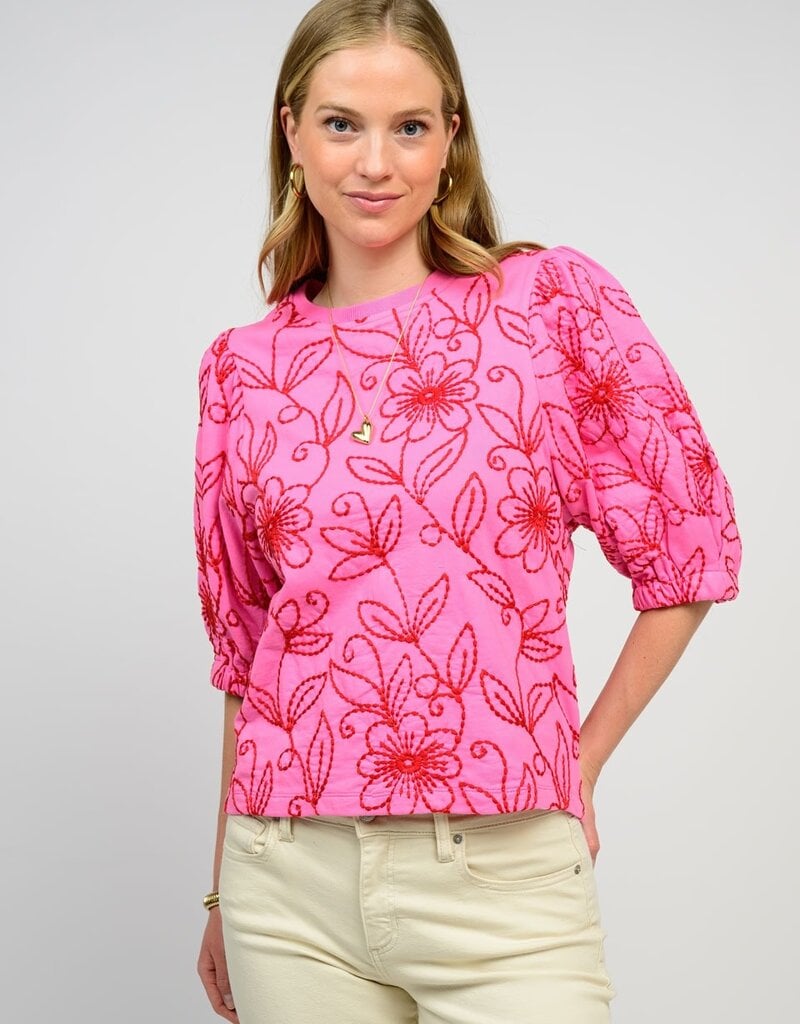 J.HOFFMAN'S Floral Vines Top- Pink