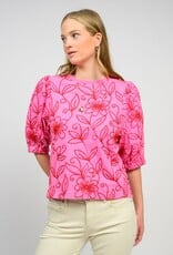 J.HOFFMAN'S Floral Vines Top- Pink
