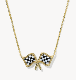 KENDRA SCOTT Checkered Flag Short Pendant Necklace