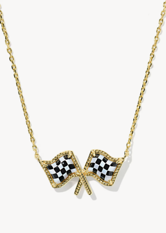 KENDRA SCOTT Checkered Flag Short Pendant Necklace