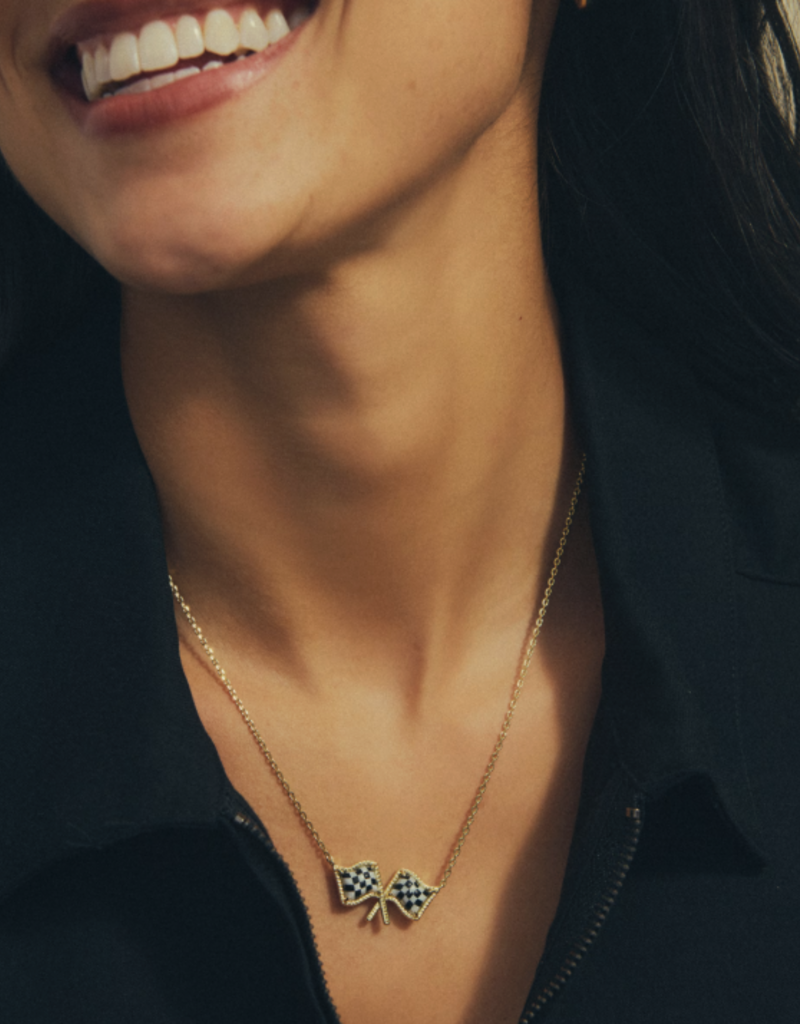 KENDRA SCOTT Checkered Flag Short Pendant Necklace
