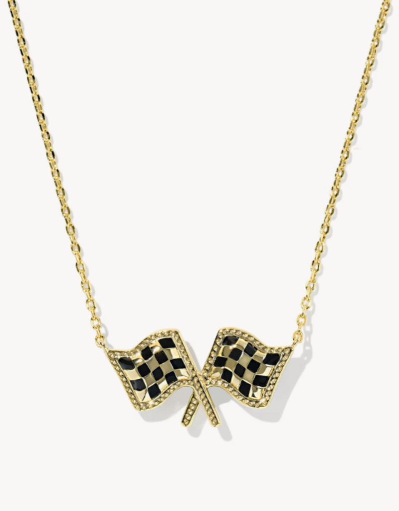 KENDRA SCOTT Checkered Flag Short Pendant Necklace