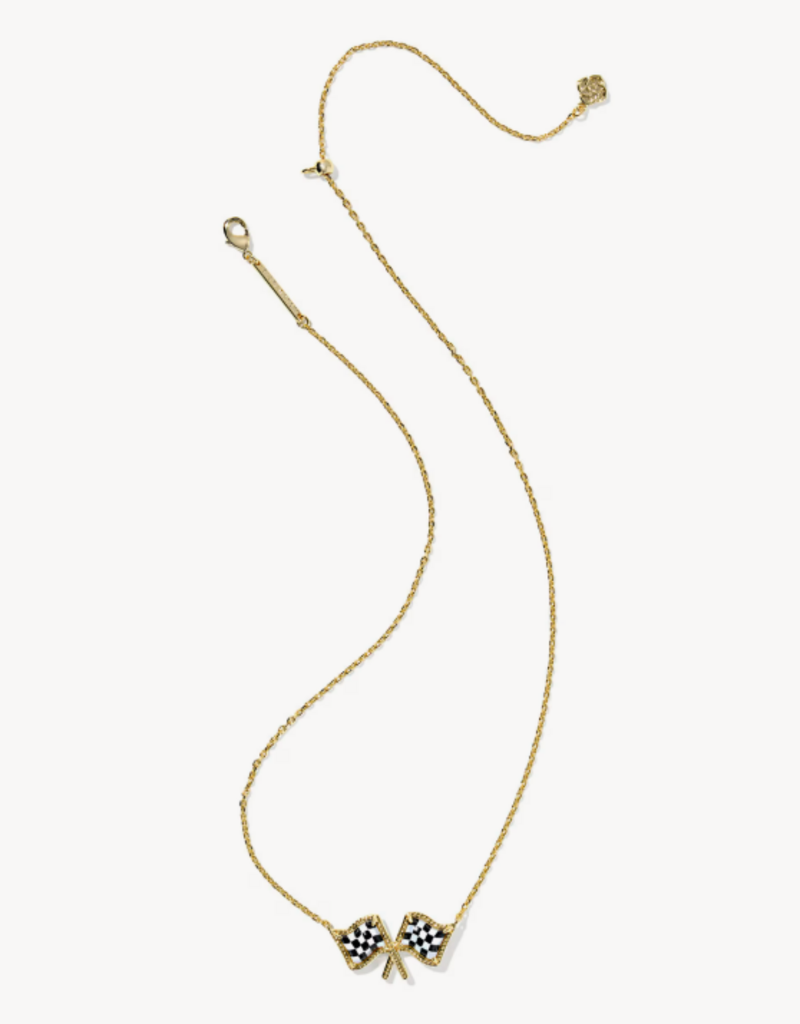 KENDRA SCOTT Checkered Flag Short Pendant Necklace