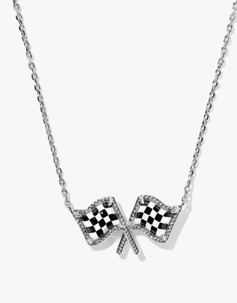 KENDRA SCOTT Checkered Flag Short Pendant Necklace
