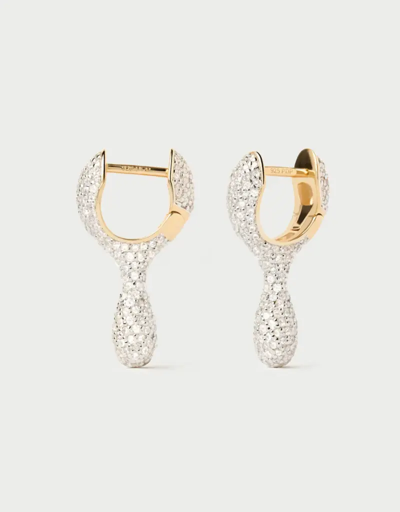 J.HOFFMAN'S Pave Ray Hoops- Gold Vermeil