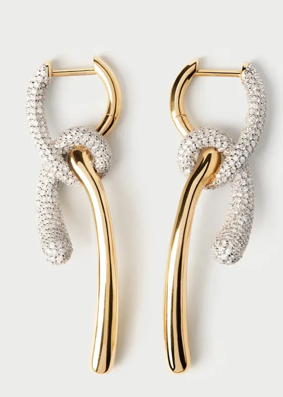 J.HOFFMAN'S Pave Twist Hoops- Gold Vermeil