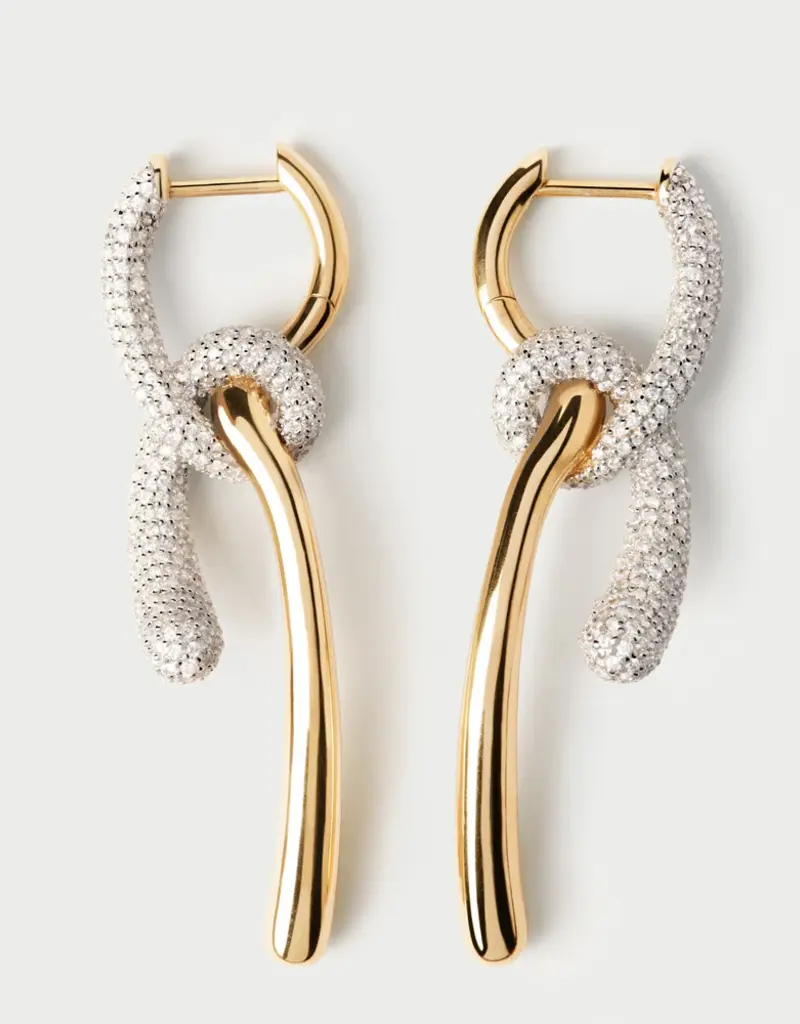 J.HOFFMAN'S Pave Twist Hoops- Gold Vermeil