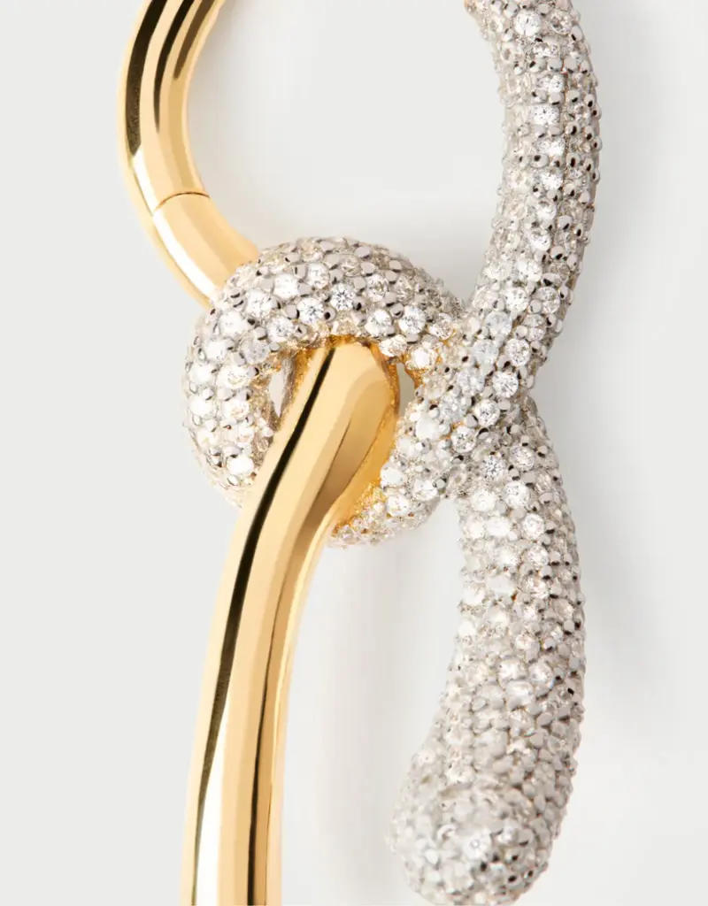 J.HOFFMAN'S Pave Twist Hoops- Gold Vermeil