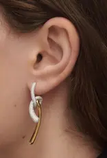 J.HOFFMAN'S Pave Twist Hoops- Gold Vermeil