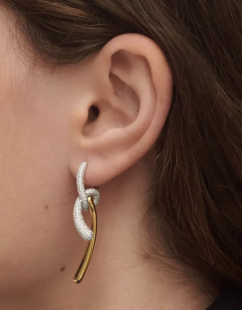 J.HOFFMAN'S Pave Twist Hoops- Gold Vermeil