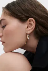 J.HOFFMAN'S Pave Twist Hoops- Gold Vermeil