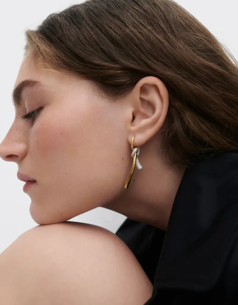 J.HOFFMAN'S Pave Twist Hoops- Gold Vermeil